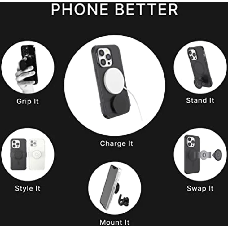 PopSockets: PopCase PlantCore für MagSafe - Hülle für iPhone 14 Pro Max mit Abnehmbarem PopGrip Slide Sockel und Griff mit Austauschbarem Top - Black – Bild 4