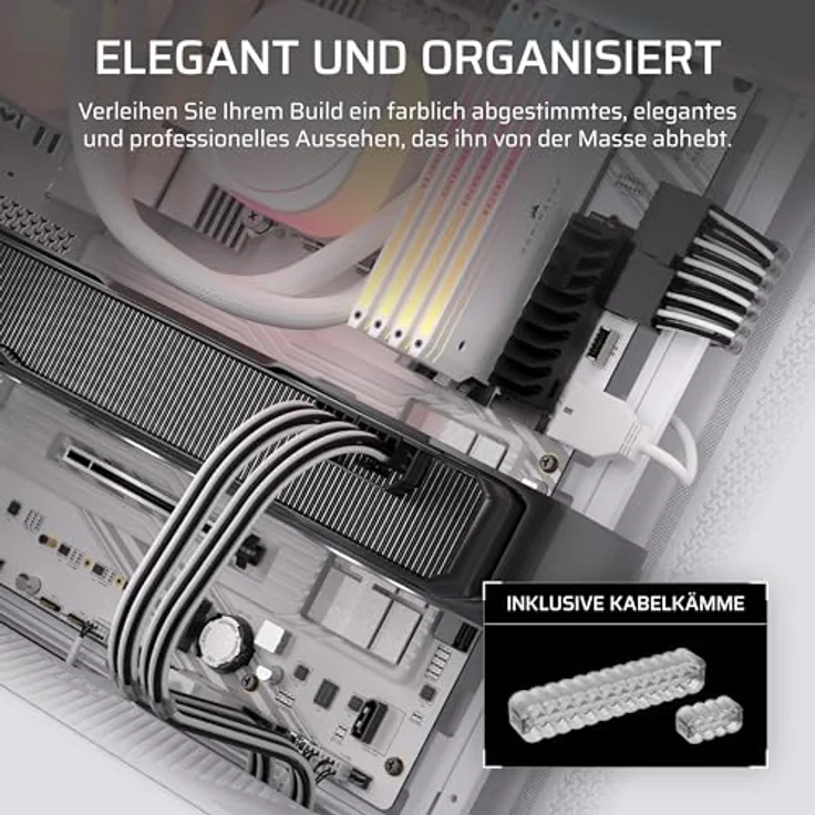 CORSAIR Elite Premium Cable Starter Kit Type 4, Netzteilkabelset in Weiß/Schwarz mit hoher Leistung – Bild 3