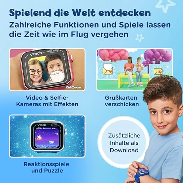 VTech KidiZoom Smart Watch MAX blau für Kinder ab 5 Jahren mit integrierter Kamera und Schrittzähler – Bild 6