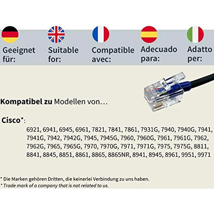 GEQUDIO RJ-Kabel einzeln - kompatibel mit Cisco Telefon – Bild 3