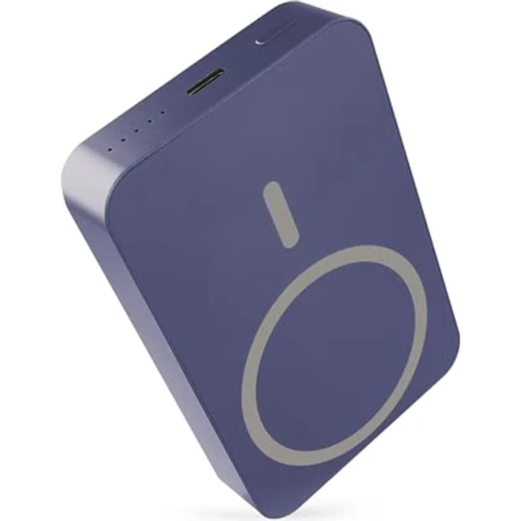 EMOS Powerbank 10 000 mAh WI 1046 mit Magnet - magnetischer externer Akku mit Passthrough und Wireless-Charging - USB-C-Ausgang inkl. USB-Datenkabel - blau