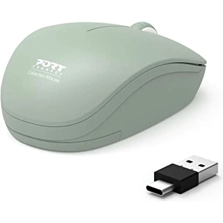 Port Designs Anschluss für kabellose Maus, PC, kabellos, 2,4 GHz, Kollektion 2 für Computer – optischer Sensor 1600 DPI – 3 Tasten – kompakt, beidhändig & leise, olivgrün – Bild 3