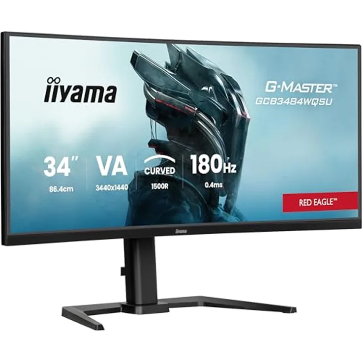 iiyama G-Master Red Eagle GCB3484WQSU-B1, Curved 34“ VA Gaming Monitor mit 180Hz, 0.4ms, UWQHD, HDR400, FreeSync Premium, Höhenverstellung, schwarz