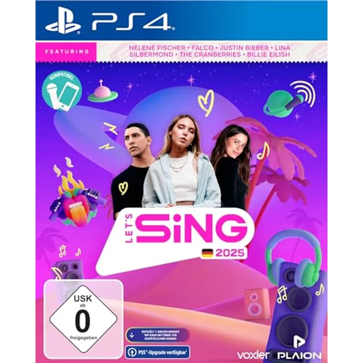 PLAION Let's Sing 2025 German Version (Playstation 4), bis zu 4 Spieler, offizielle Musikvideos, VIP-Pass, 4 Modi – Bild 1