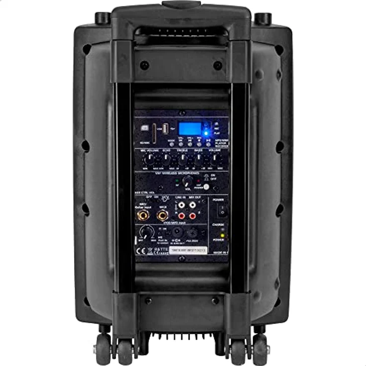 Ibiza 15-6018 Mobile Beschallungsanlage 25 cm (10 Zoll) mit USB-MP3, BT, REC, VOX, 1 VHF und 1 Kabelmikrofon, 500W – Bild 3