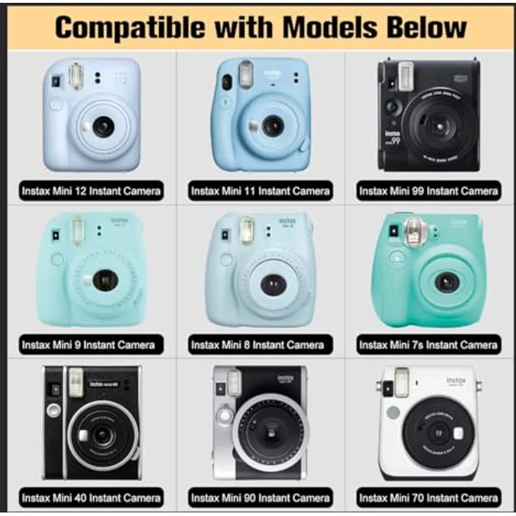 FINTIE Tasche für Fujifilm Instax Mini 12/11/99/8/7s/90/70, stoßfeste Hartschalentasche mit abnehmbarem verstellbarem Riemen, Herzregen – Bild 2
