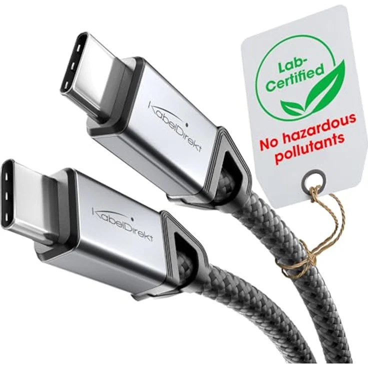 KabelDirekt USB-C-Kabel 0,3m – USB 2.0, 60W PD, flexibles Daten- und Ladekabel mit hochbelastbaren Metallsteckern – Bild 1
