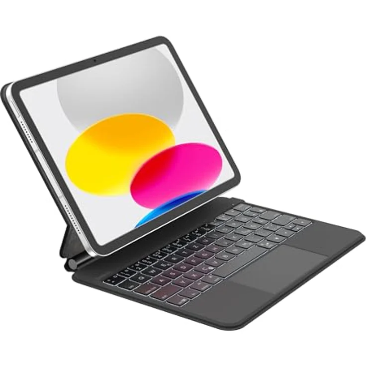 Belkin Pro Tastatur mit Hülle für iPad 10 Generation 10,9 Zoll, mit magnetischem Ständer, Multi-Gesture-Steuerung, Befestigung des Apple Pencil, QWERTZ, Multimedia-Tasten, Hinterleuchtete Bluetooth-Tastatur, Auto-Wake-Funktion – Bild 1