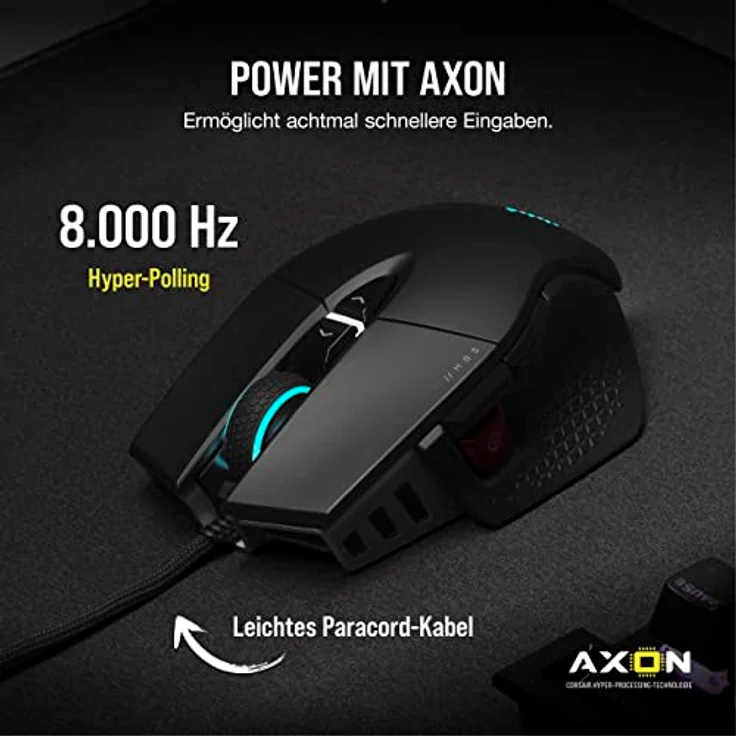 Corsair M65 RGB ULTRA Anpassbare FPS Gaming-Maus - Optischer CORSAIR MARKSMAN-Sensor mit 26.000 DPI, Optische Schalter, AXON Hyper-Processing-Technologie, Sensor-Fusion-Steuerung - Schwarz – Bild 3