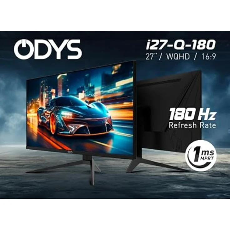 Odys i27-Q-180 - 27 Zoll Gaming Monitor (WQHD, 180 Hz, 1 ms Reaktionszeit, Fast IPS Panel, FreeSync, HDMI, Display Port, 3,5mm Kopfhöreranschluss) in Schwarz – Bild 4