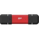 Silicon Power DS72, 1TB USB Stick mit USB Typ A+C, 1050/850 MB/s, rot, externe SSD mit AES-Verschlüsselung
