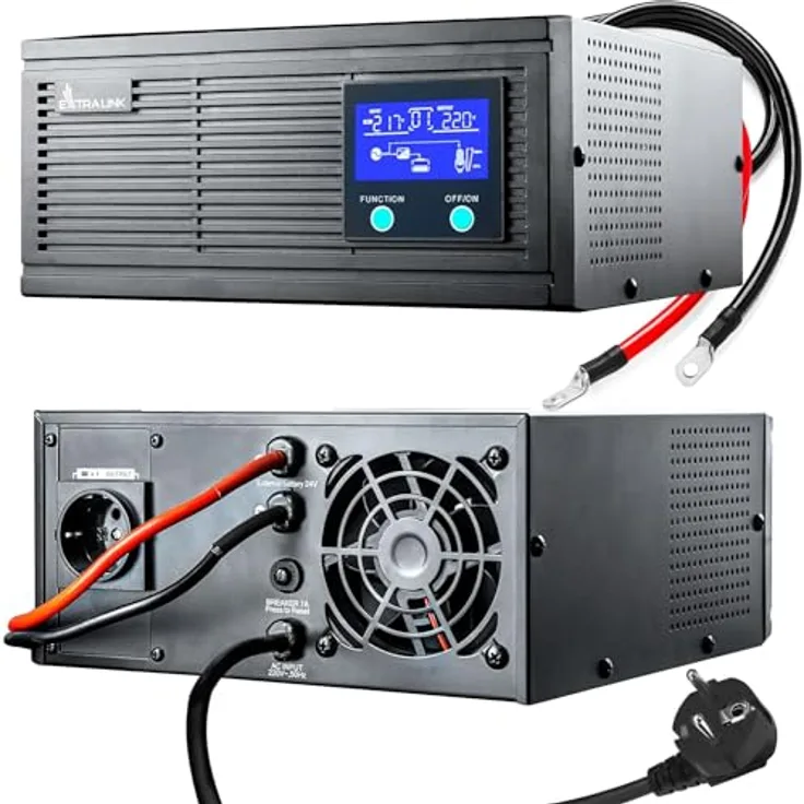 Notstromversorgung UPS EXTRALINK Piorun 1500VA/1200W Wechselrichter Reiner Sinus 24VDC USV Inverter Integrierter Schutz CPU-Steuerung unterbrechungsfreie Spannungsversorgung USV Stromversorgung