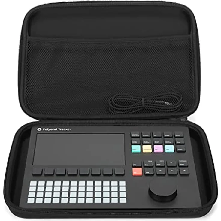 Analog Cases GLIDE Case für Polyend Tracker, Transporttasche für DJ-Equipment (Robuste und stylische Tragetasche, Kabelfach, Kunstfellfutter für CD-Player, Mixer und Controller), Schwarz