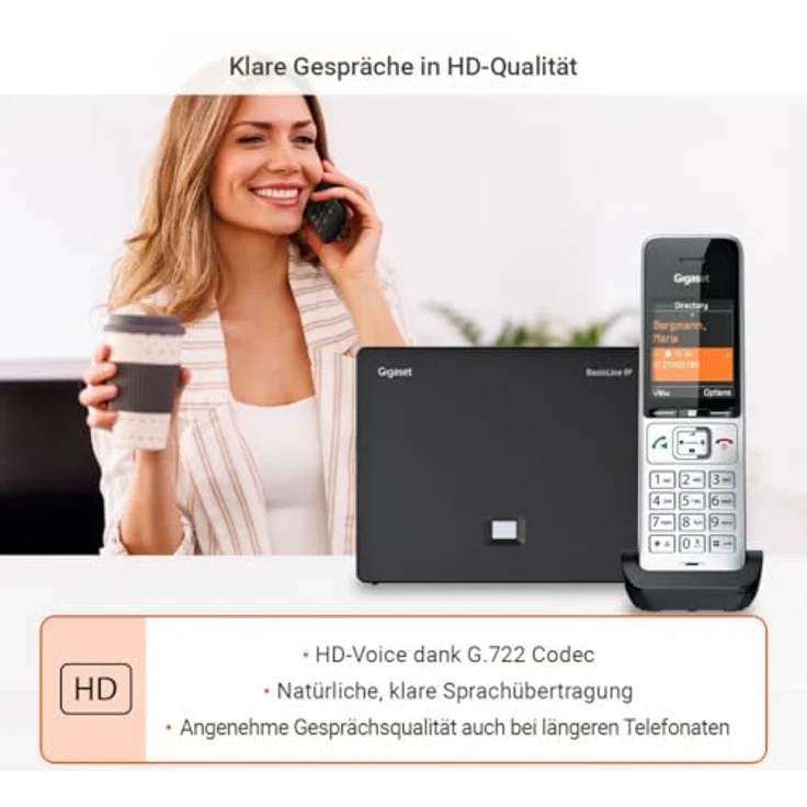 Gigaset BasicLine IP+COMFORT 500HX, VoIP Schnurloses Telefon in Schwarz/Silber, DECT/IP-DECT, HD-Sprachqualität, bis zu 6 Mobilteilen, integrierte Freisprecheinrichtung – Bild 4