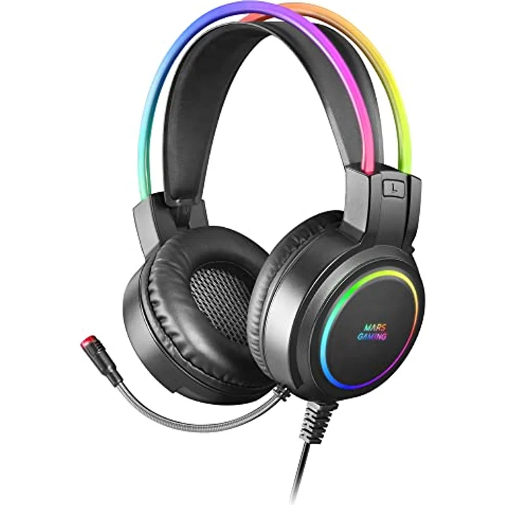 Mars Gaming MHRGB, Chroma RGB Flow Headset, Professionelles Mikrofon, Räumlicher Klang, Schwarz – Bild 1