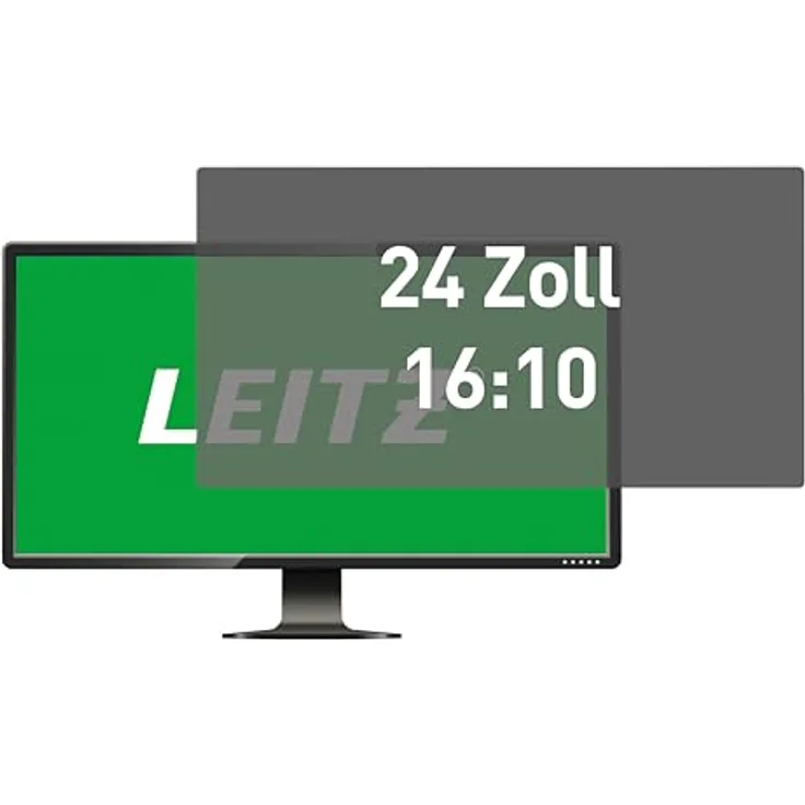 Leitz Monitor Blickschutzfilter 24 Zoll (16:10), Abnehmbare Schutzfolie mit Blaulichtfilter und Blendschutz, Beidseitig verwendbar, Touchscreen-kompatibel, Made in Germany, 69030000