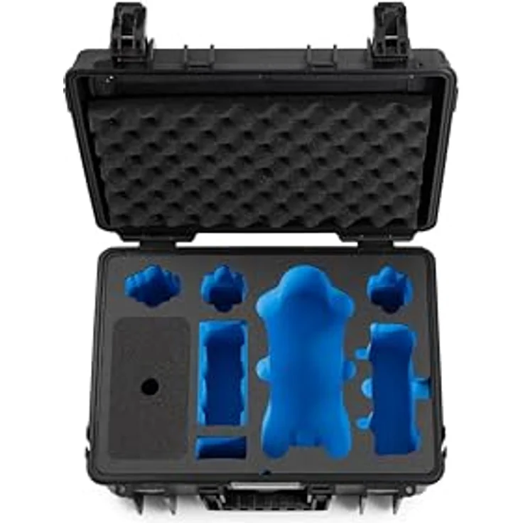 B & W International Transportkoffer für DJI Mavic 4 Pro Fly More Combo, wasserdicht und stabil, schwarz/blau, mit Hartschaumanlage und Namensschild – Bild 5