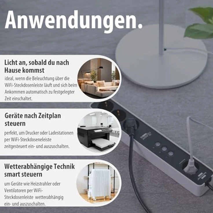 Brennenstuhl Ecolor WiFi-Steckdosenleiste 1153240627, weiß-schwarz, einzeln schaltbar mit Timerfunktion und Sprachsteuerung – Bild 8