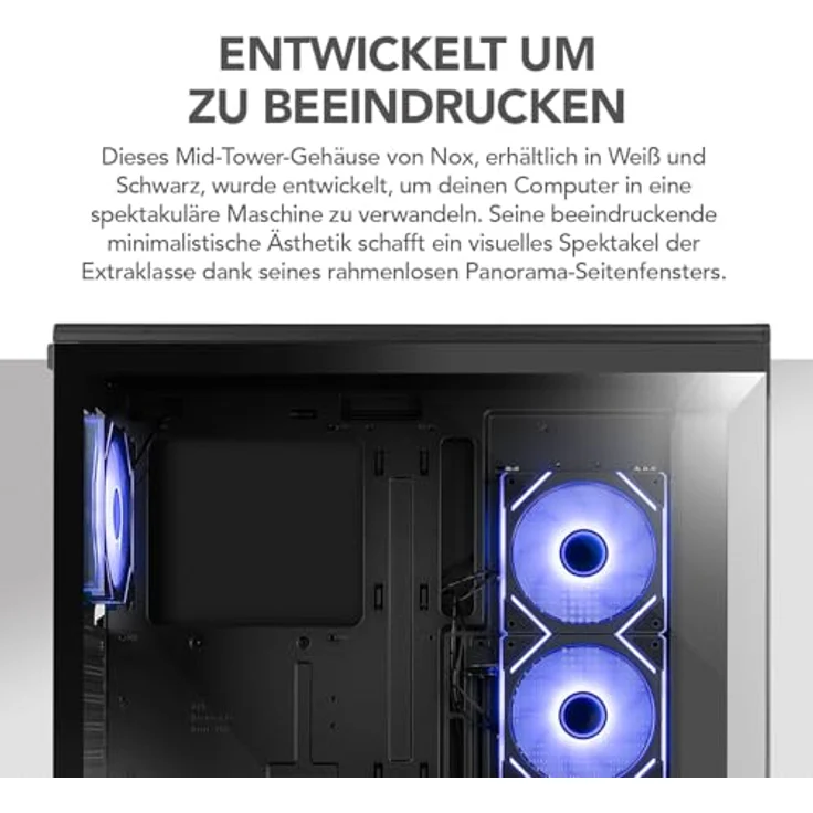 NOX Semitorre Hummer Signal ARGB Midi Tower PC-Gehäuse, gehärtetes Glas, schwarz, AT/MTX Unterstützung, RGB-Beleuchtung, verbessertes Kabelmanagement – Bild 5