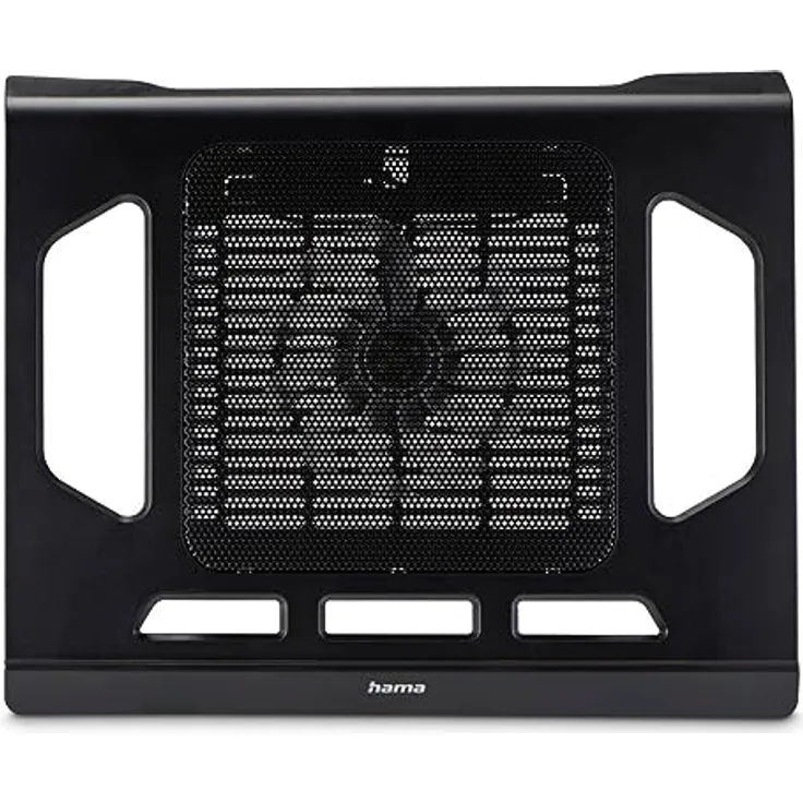 Hama Notebook-Kühler Black Edition, Kühlungssystem mit blauen LEDs und gummierter Unterseite für stabilen Stand