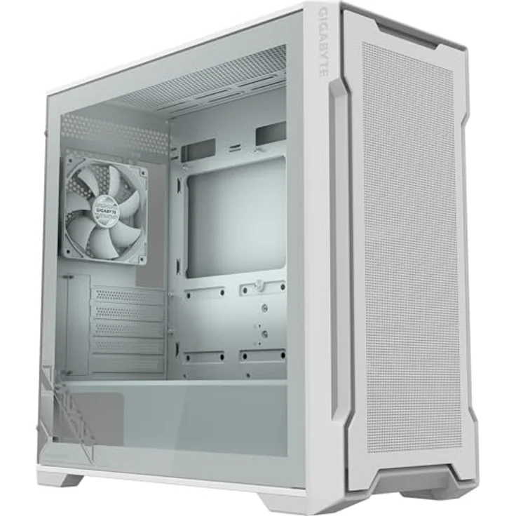 Gigabyte AORUS C102 ICE Midi Tower Gaming Gehäuse, Weiß, mit Glasseitenfenster und 2x 120mm Lüfter, 5 Erweiterungssteckplätzen, Mini ITX/Micro ATX Unterstützung – Bild 1