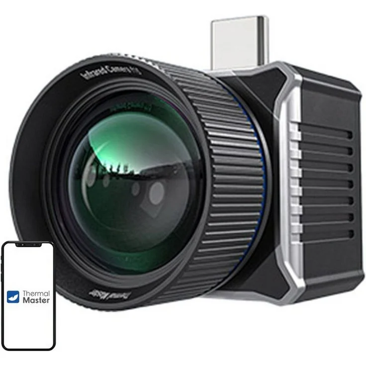 THERMAL MASTER T2Max, Wärmebildkamera mit USB-C-Anschluss, robustem Aluminiumgehäuse in Schwarz, ideal für Elektriker und Installateure
