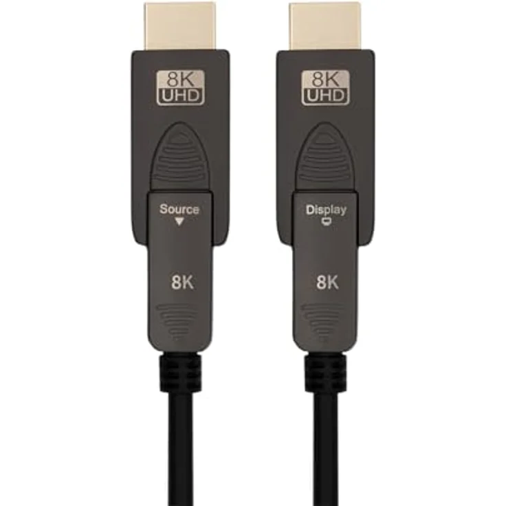 MAXTRACK Aktives HDMI Glasfaser Kabel – C504-15ML, HDMI 2.1, 8K@60Hz, 4K@120Hz, eARC, 3D, Ultraflexibel, vergoldete Metallstecker, inklusive 2 Adapter HDMI D auf HDMI A – Bild 4