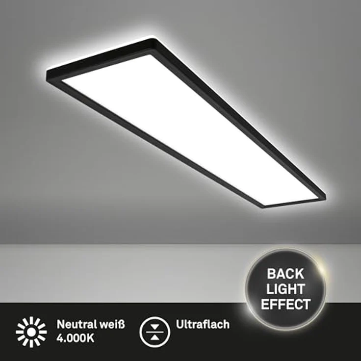 BRILONER LED Deckenlampe 98cm Schwarz, flach, neutralweißes Licht, 4800 Lumen, 4000K, Wohnzimmerlampe, extra groß 98x20x3 cm – Bild 2
