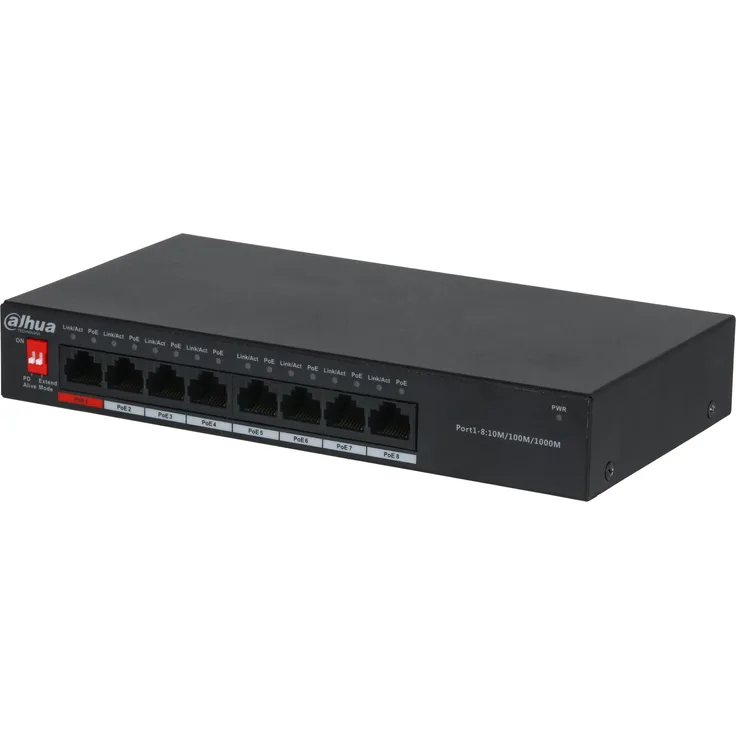 Dahua DH-PFS3008-8GT-96, Unmanaged 8-Port Gigabit PoE-Switch mit 96W Power-over-Ethernet, Plug-and-Play, breiter Betriebstemperaturbereich