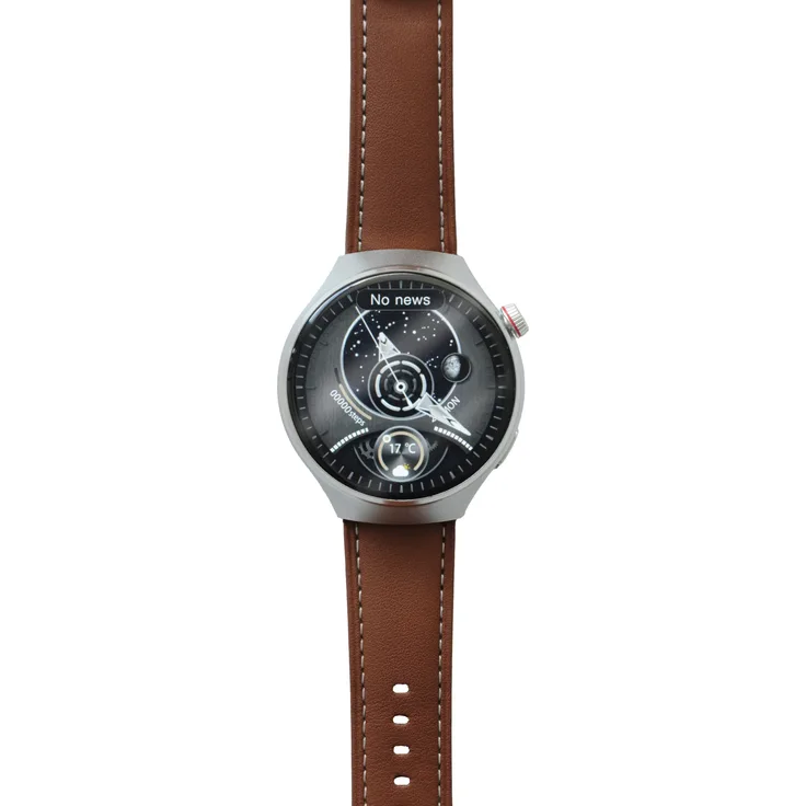 Leicke LEICKE APPLOID Smartwatch R9+ matt silber IP65 Smartwatch (3,86 cm/1,5 Zoll), Kunstleder-Armband braun, Metall-Armband silber, Anzeige versch. Gesundheitsfunktionen, verschiedene Sportmodi