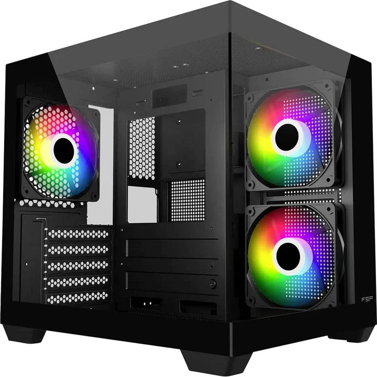 FSP Fortron POC0000286 PC-Gehäuse, Micro-ATX/M-ITX, ARGB, Schwarz/Weiß – Bild 1