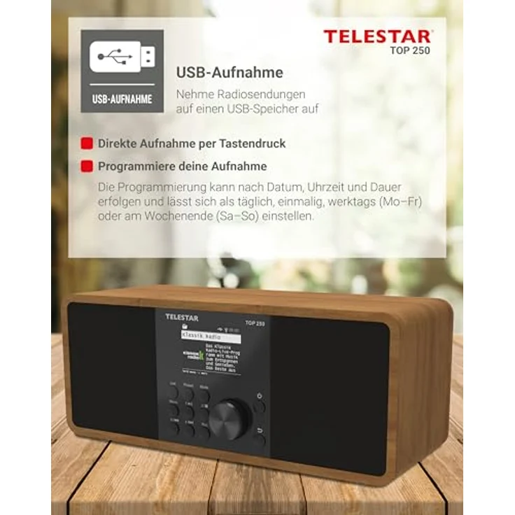 Telestar TOP 250, Internetradio mit DAB+, FM, Bluetooth 5.3, WLAN, braun – Bild 8