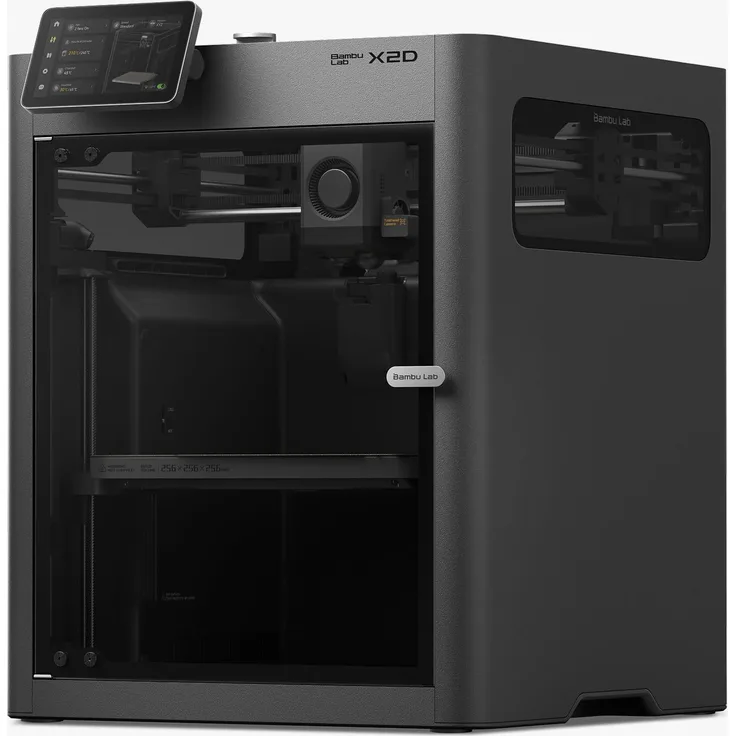 Bambu Lab X2D, Dual-Düsen 3D Drucker mit 256x256x260 mm Bauvolumen und bis zu 300 °C Düsentemperatur