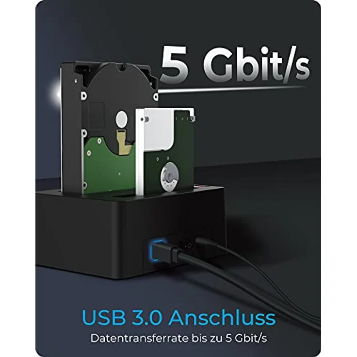 ICY BOX Dual HDD / Festplatten Docking Station USB 3.0 für SATA 2,5 Zoll & 3,5 Zoll, Festplatten Klonstation & Lesegerät, Adapter, Extern, Schwarz, IB-1232CL-U3 – Bild 3