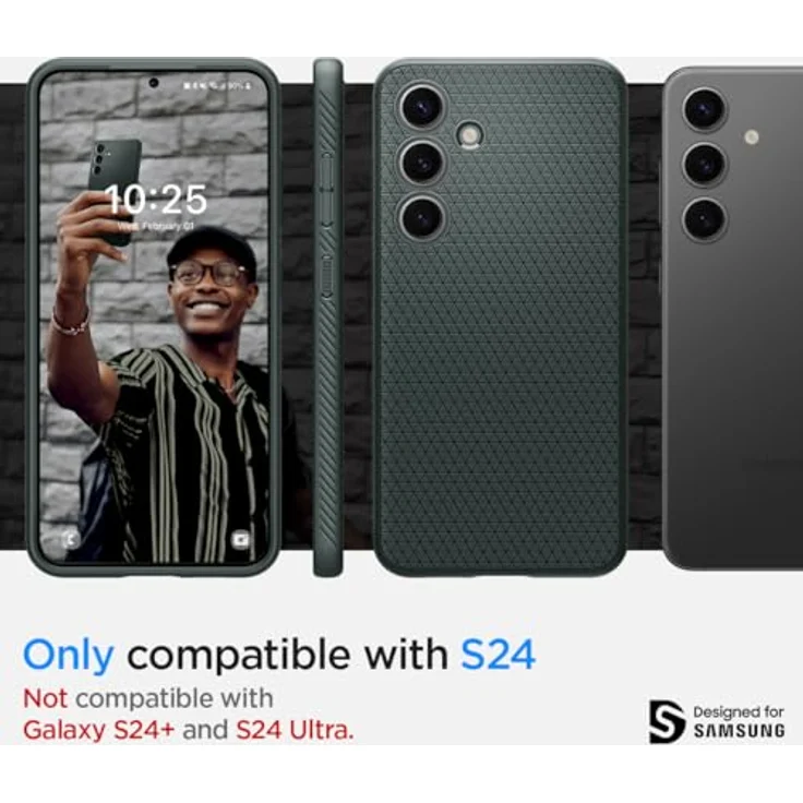 Spigen Liquid Air Hülle Kompatibel mit Samsung Galaxy S24 -Grün Gemustertes TPU mit Eckschutz und Spider Web Stoßabsorption – Bild 2