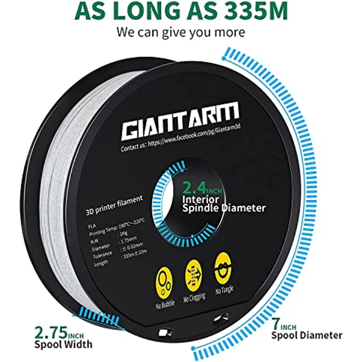 GIANTARM Silk PLA Filament 1.75mm, 3D Drucker Filament Seidenmarmor, 1kg Spule mit hochwertigem Marmoreffekt – Bild 5