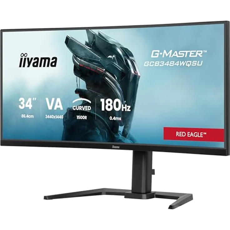 iiyama G-Master Red Eagle GCB3484WQSU-B1, Curved 34“ VA Gaming Monitor mit 180Hz, 0.4ms, UWQHD, HDR400, FreeSync Premium, Höhenverstellung, schwarz – Bild 3