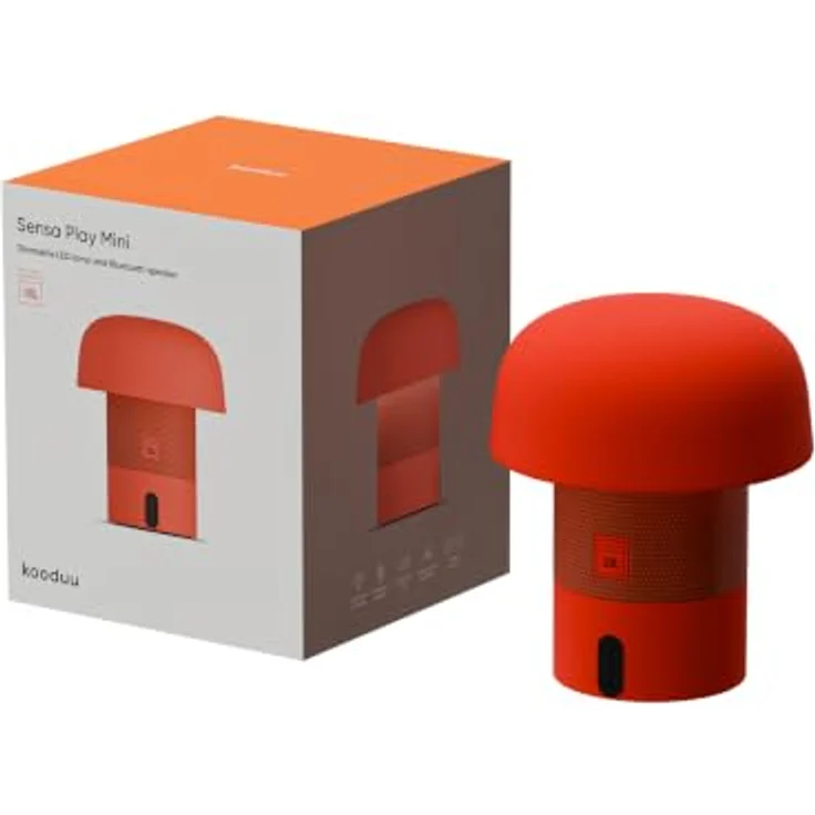 Kooduu Sensa Play Mini, Tragbarer Bluetooth-Lautsprecher mit dimmbarer LED-Lampe und SOUND BY JBL, Orange – Bild 4