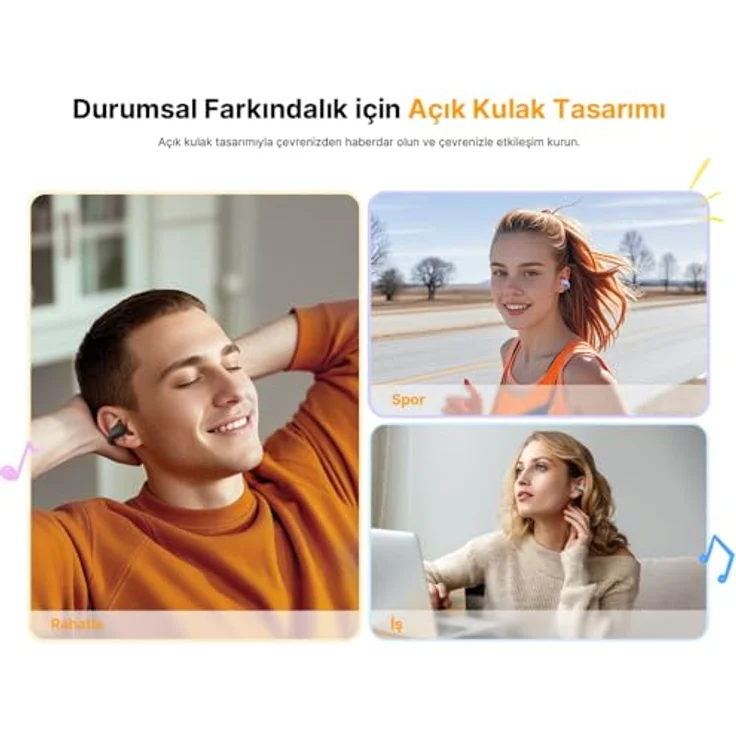 QCY Crossky C10, Kabellose Kopfhörer mit 30 Stunden Akkulaufzeit, Weiss, Clip-On-Design, Geräuschunterdrückung – Bild 4