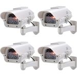 TronicXL 4 Stück Profi Solar Dummy Kamera Überwachungskamera Attrappe für Innen und Außenbereich, mit blinkender IR LED