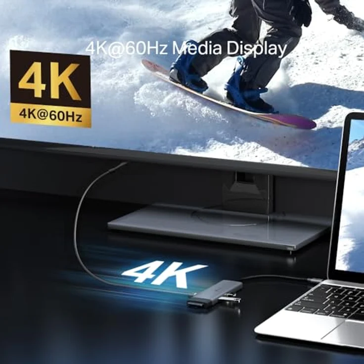 TP-Link UH7020C USB C Hub PD100W, 4K 60Hz HDMI, 1× USB C, 2× USB A, SD- und microSD-Karten bis zu 200 MB/s, in Schwarz – Bild 4