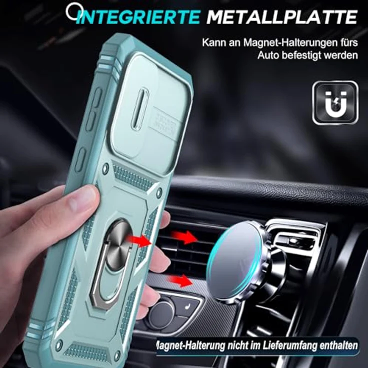 LeYi Samsung Galaxy A56 5G Hülle, Militärisch Stoßfest mit Kameraschutz Slide Cover und Rotierender Ringhalterung, Robustes Case in Grün mit 2 Panzerglas-Schutzfolien – Bild 4