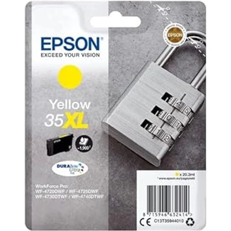 Epson Original 35XL Tinte Schloss (WF-4720DWF WF-4725DWF WF-4730DTWF WF-4740DTWF) gelb – Bild 2