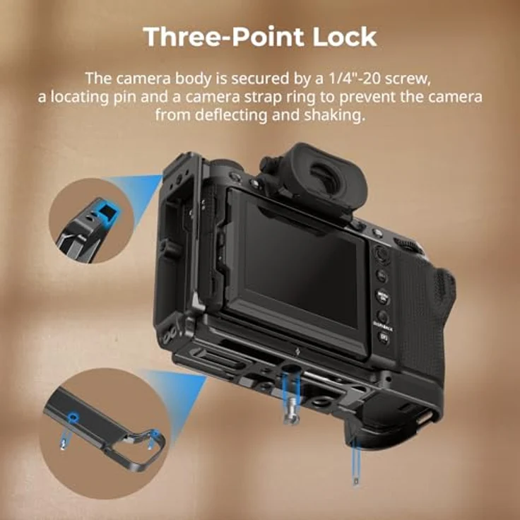 SMALLRIG L-Shape Plate für FUJIFILM GFX100S II, L-Halterung für Arca-Swiss, mit 1/4"-20 Gewindelöchern, QD-Buchse, Cold Shoe Halterung - Unterstützt horizontale und vertikale Aufnahmen - Schwarze edition – Bild 3