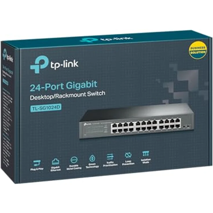 TP-Link TL-SG1024D 24 Port Gigabit Netzwerk Switch, Rackmount, 48 Gbit/s Switching-Kapazität, 24 RJ-45 Ports, Metallgehäuse, IGMP-Snooping, unmanaged, Plug-and-Play, schwarz – Bild 4