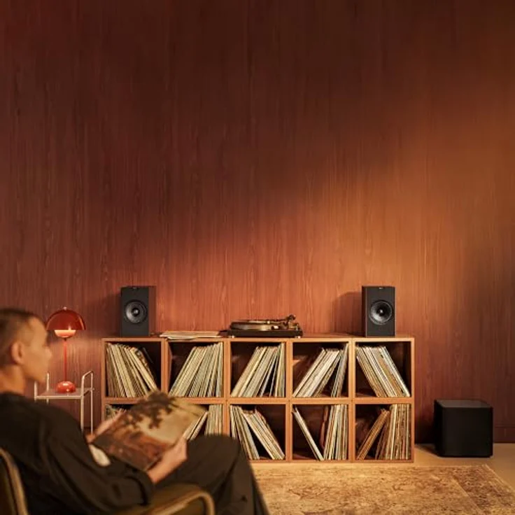 KEF Coda W Kabellose HiFi-Regallautsprecher, Vintage Burgundy | Bluetooth 5.4 aptX Lossless, 200 Watt, HDMI, USB-C, Phono-Vorverstärker für Plattenspieler, ideal für Musik, TV & Gaming – Bild 4