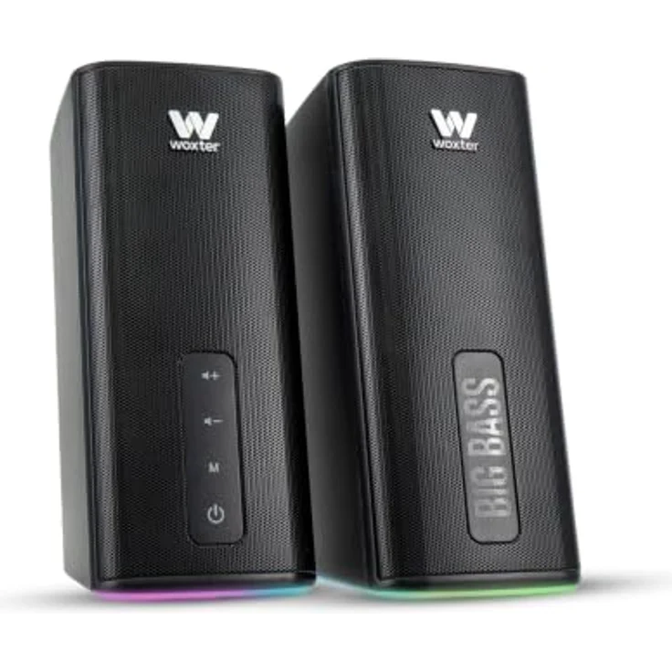 Woxter Big Bass 140 BT, 2.0-Lautsprecher mit Bluetooth 5.0, 20 W Leistung, RGB-Beleuchtung, AUX-Eingang – Bild 1