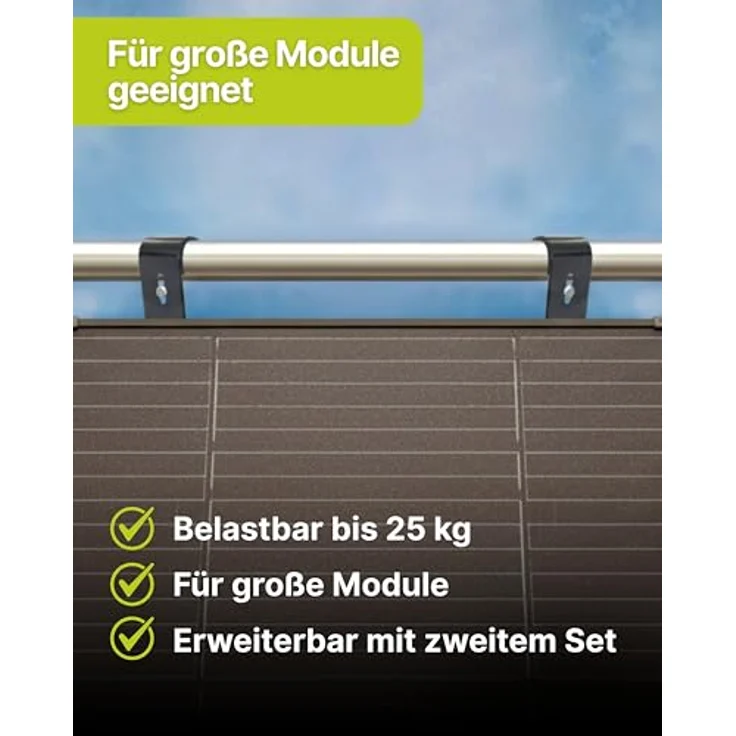 Schwaiger Geländer-Montage Set für 2 Solar Module, doppelte Sicherung bis 25 kg, schwarz – Bild 4