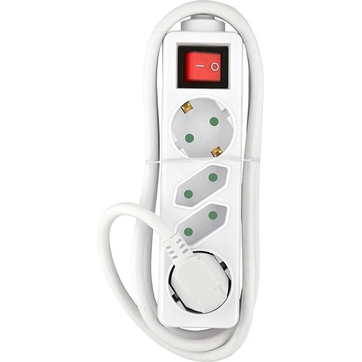 HEITECH Steckdosenleiste, 250 V, 4-fach, mit Schalter, weiß – Bild 1
