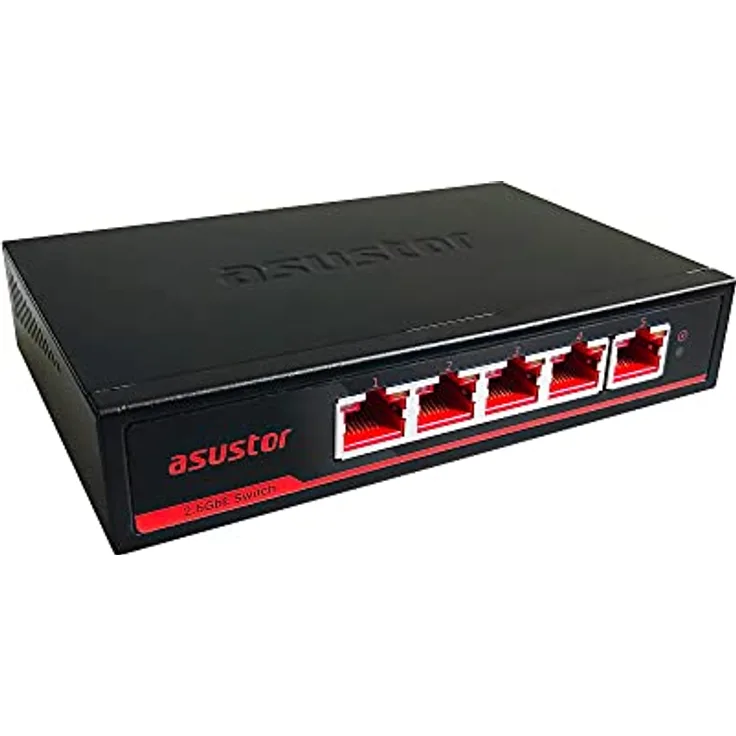 Asustor 5 Port 2.5G Ethernet Unmanaged Netzwerk Switch, Plug and Play | ASW205T